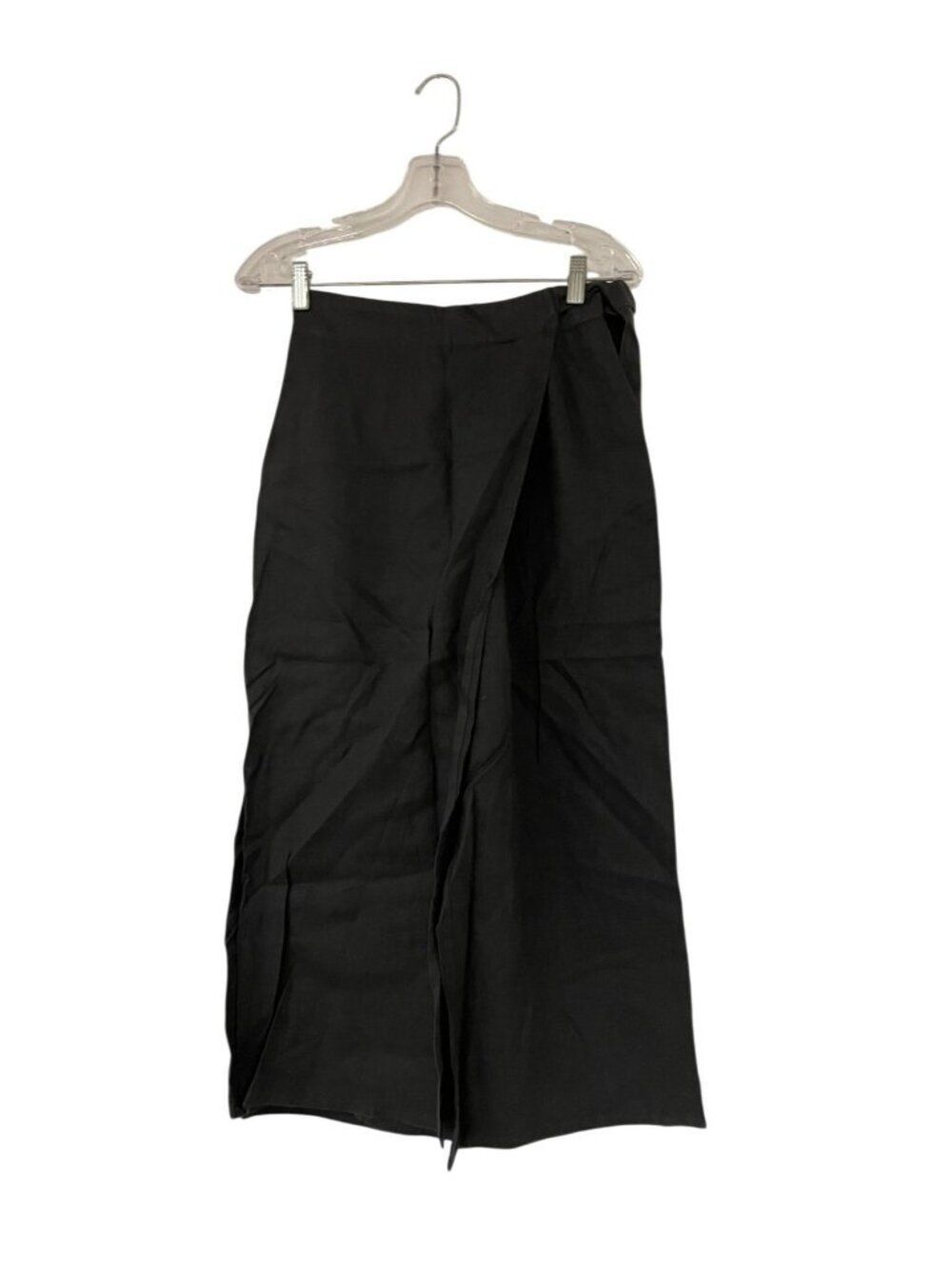 Oysho Womens Wrap Front Culottes Trousers XS Black Linen Blend 1278/904 NWT